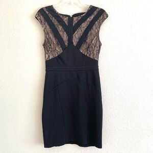 NWOT Bebe Black Combined Lace Mini Dress